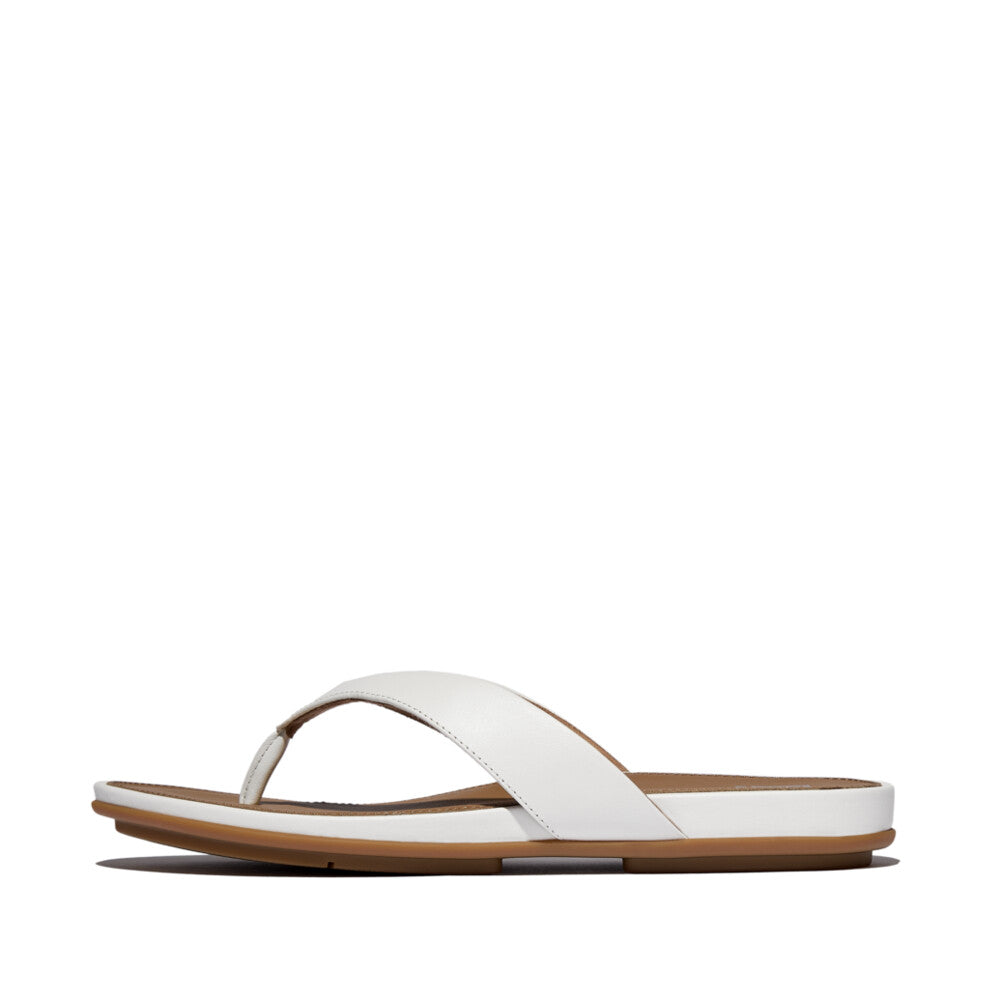 FitFlop EO8-194 Gracie Ladies Narrow Urban White Leather Slip On Sandals