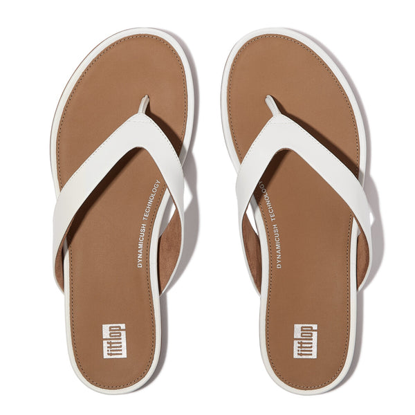 FitFlop EO8-194 Gracie Ladies Narrow Urban White Leather Slip On Sandals