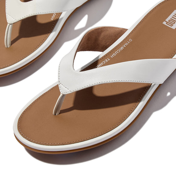 FitFlop EO8-194 Gracie Ladies Narrow Urban White Leather Slip On Sandals