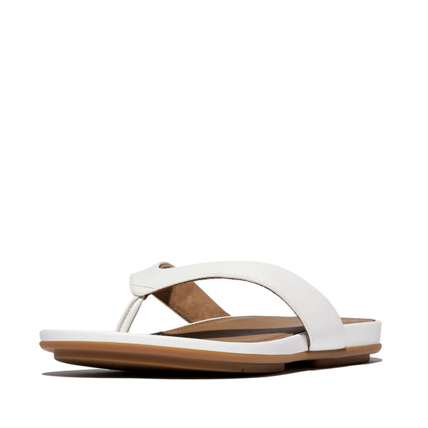 FitFlop EO8-194 Gracie Ladies Narrow Urban White Leather Slip On Sandals