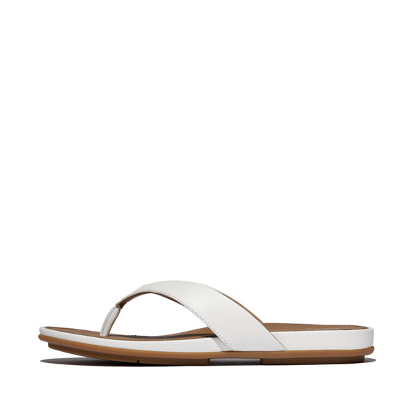 FitFlop EO8-194 Gracie Ladies Narrow Urban White Leather Slip On Sandals