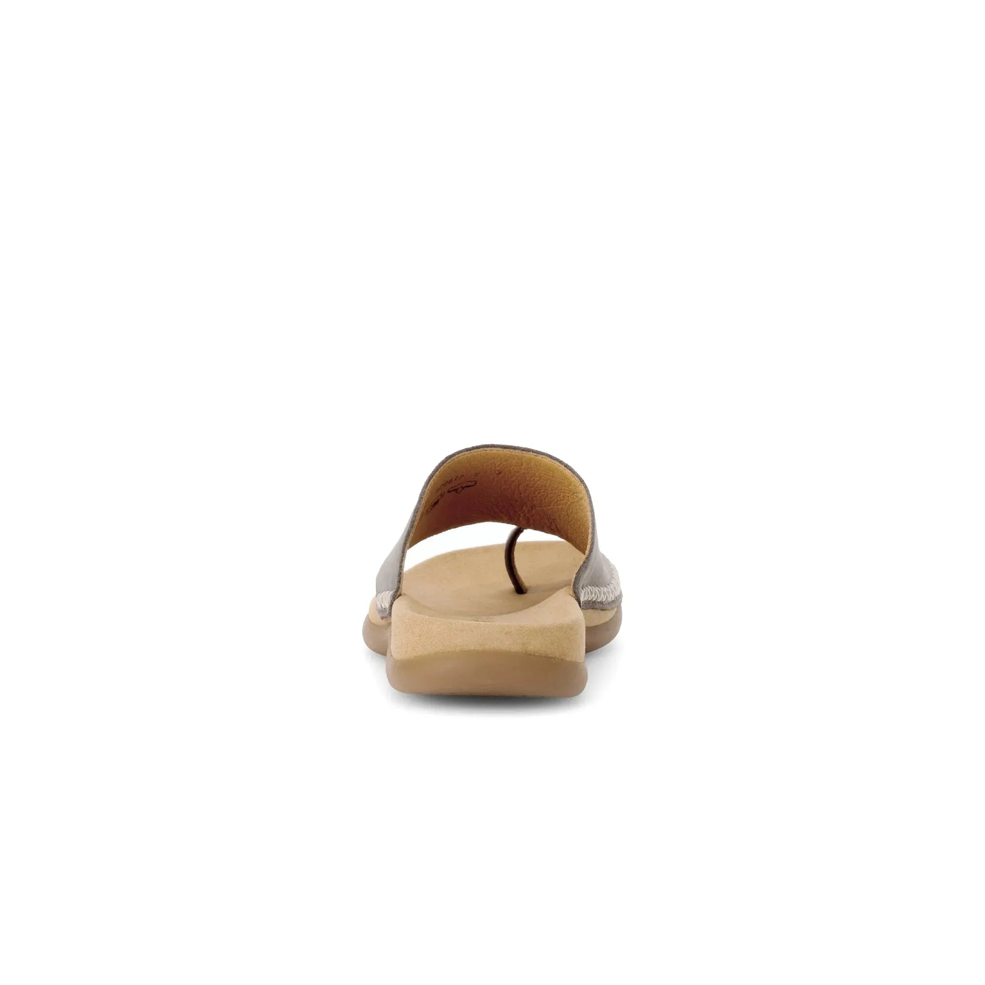 Gabor Lanzarote women's taupe nubuck slip-on sandals with cushioned footbed and low heel, stylish and comfortable summer footwear.