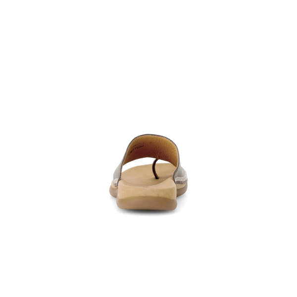 Gabor Lanzarote women's taupe nubuck slip-on sandals with cushioned footbed and low heel, stylish and comfortable summer footwear.