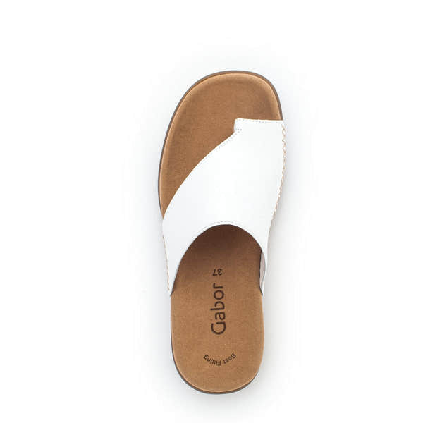 Gabor 03.700.21 Lanzarote Ladies White Leather Toe Loop Mules - elevate your sole