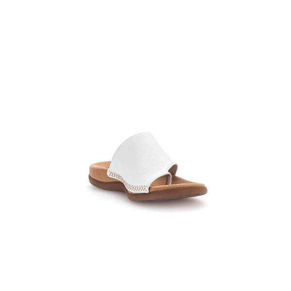 Gabor 03.700.21 Lanzarote Ladies White Leather Toe Loop Mules - elevate your sole