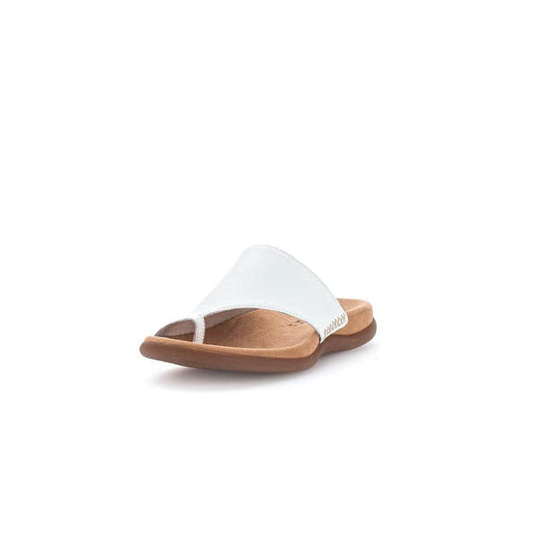 Gabor 03.700.21 Lanzarote Ladies White Leather Toe Loop Mules - elevate your sole