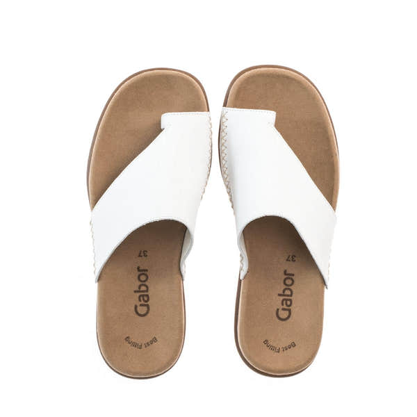 Gabor 03.700.21 Lanzarote Ladies White Leather Toe Loop Mules - elevate your sole