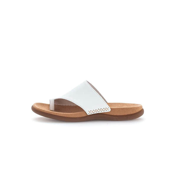 Gabor 03.700.21 Lanzarote Ladies White Leather Toe Loop Mules - elevate your sole
