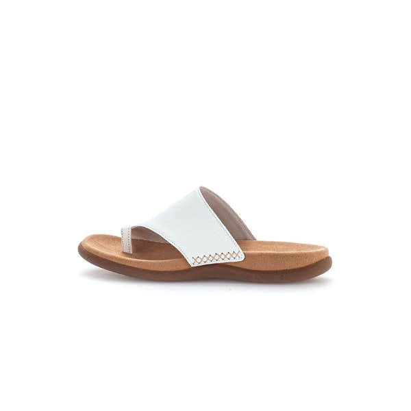 Gabor 03.700.21 Lanzarote Ladies White Leather Toe Loop Mules - elevate your sole