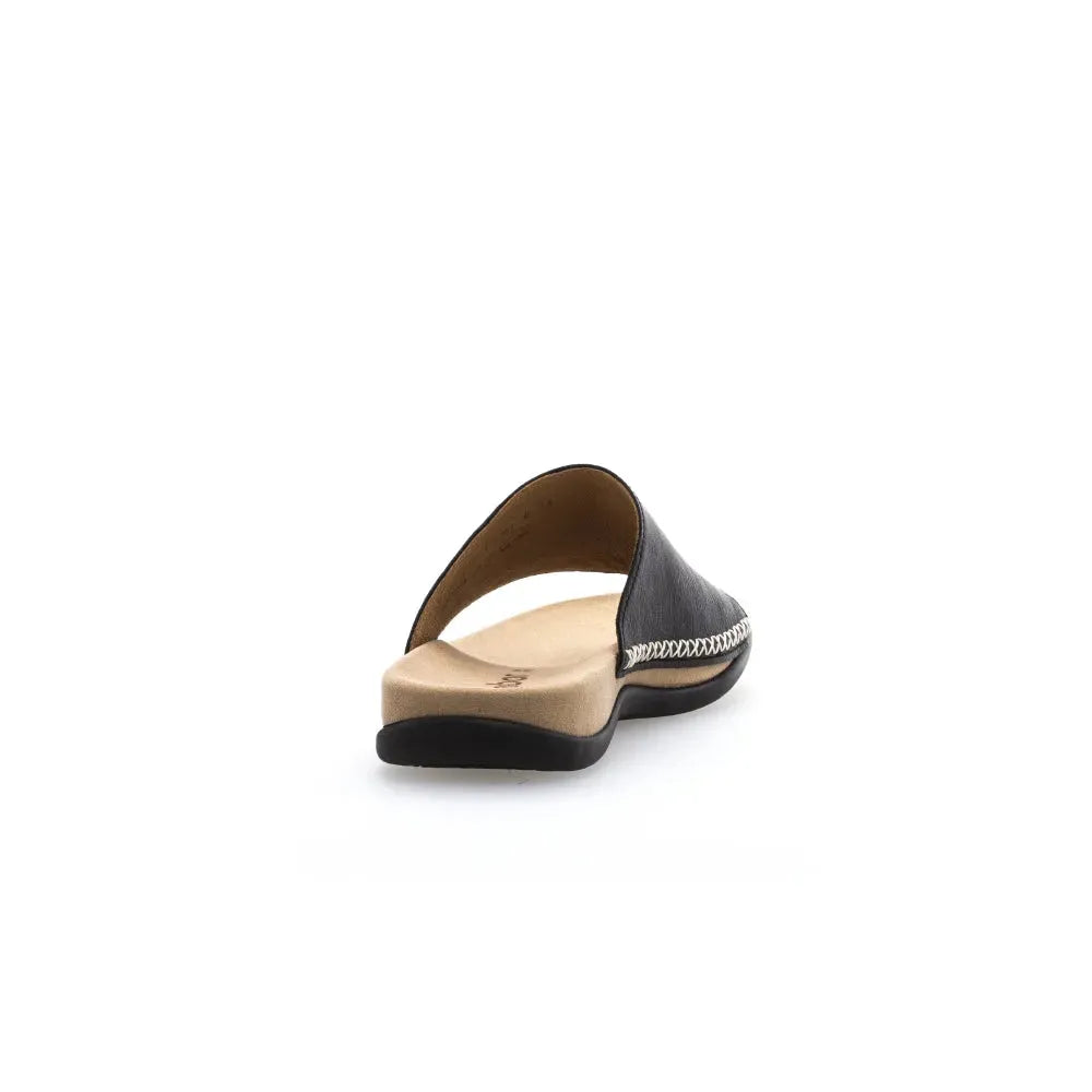 Gabor 03.700.27 Lanzarote Ladies Black Leather Toe Loop Mules - elevate your sole