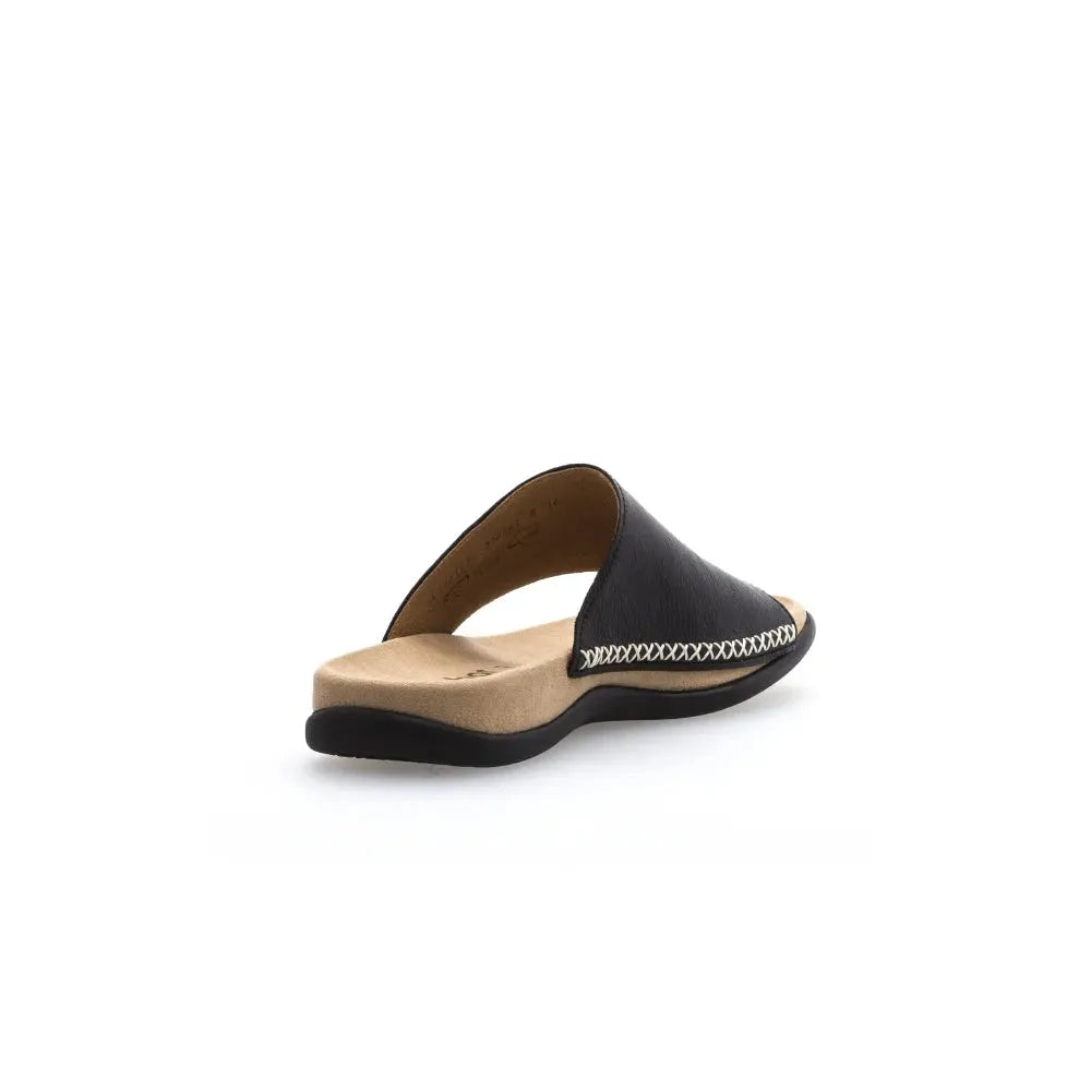 Gabor 03.700.27 Lanzarote Ladies Black Leather Toe Loop Mules - elevate your sole