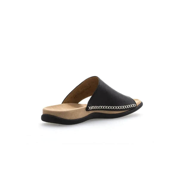 Gabor 03.700.27 Lanzarote Ladies Black Leather Toe Loop Mules - elevate your sole
