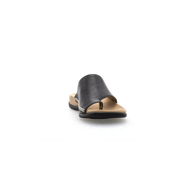 Gabor 03.700.27 Lanzarote Ladies Black Leather Toe Loop Mules - elevate your sole