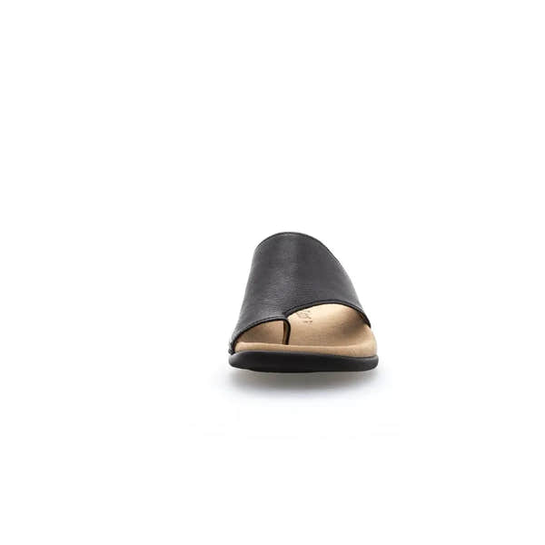 Gabor 03.700.27 Lanzarote Ladies Black Leather Toe Loop Mules - elevate your sole