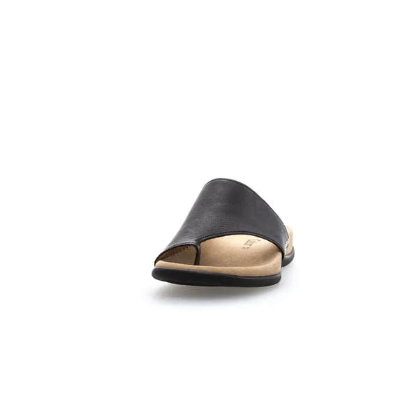 Gabor 03.700.27 Lanzarote Ladies Black Leather Toe Loop Mules - elevate your sole