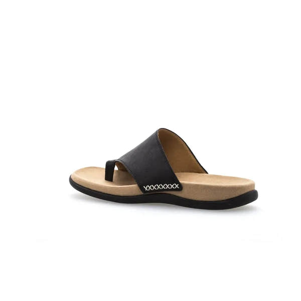 Gabor 03.700.27 Lanzarote Ladies Black Leather Toe Loop Mules - elevate your sole