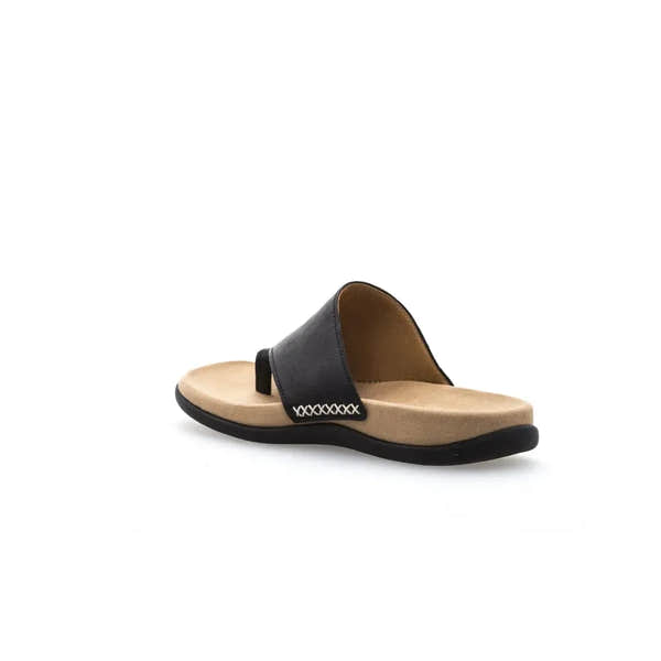 Gabor 03.700.27 Lanzarote Ladies Black Leather Toe Loop Mules - elevate your sole