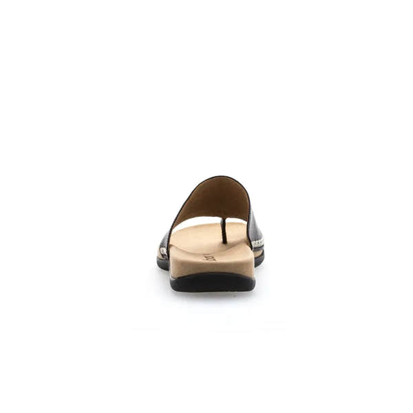 Gabor 03.700.27 Lanzarote Ladies Black Leather Toe Loop Mules - elevate your sole