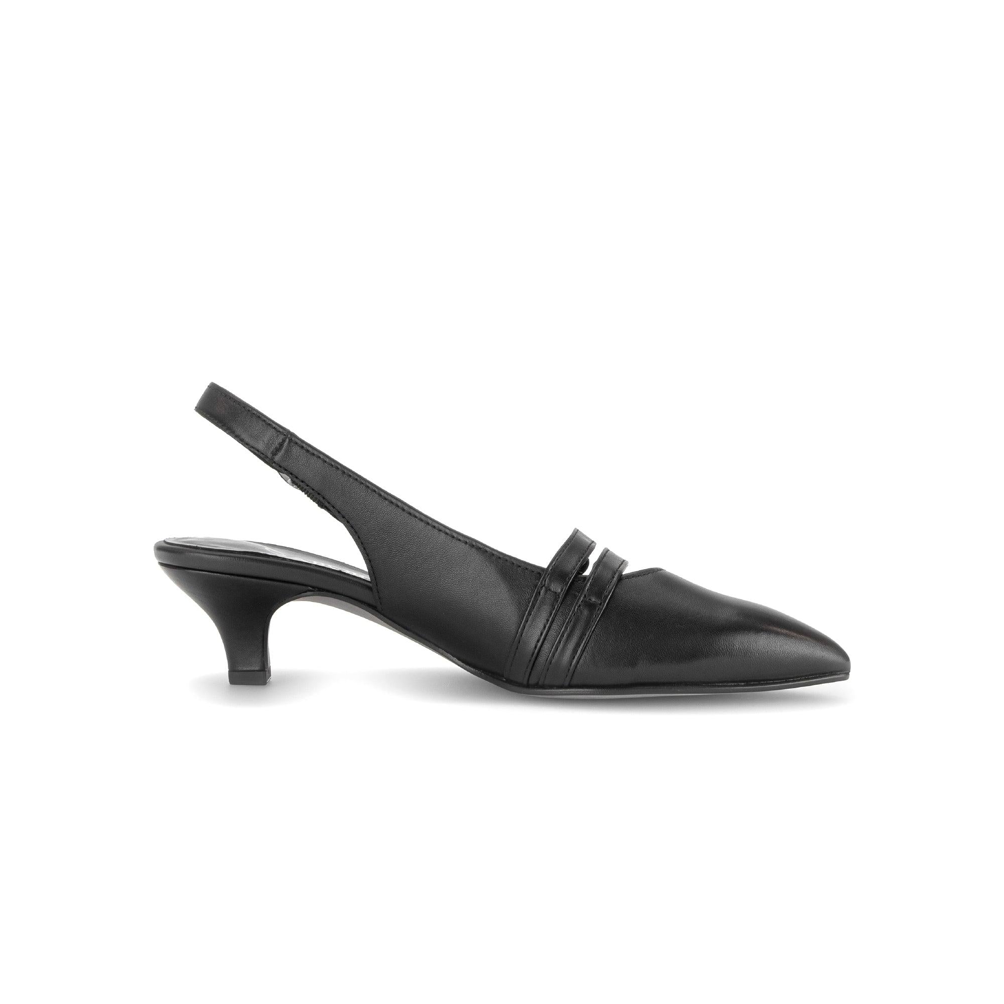 Gabor Edith black slingback shoes, inner side view.