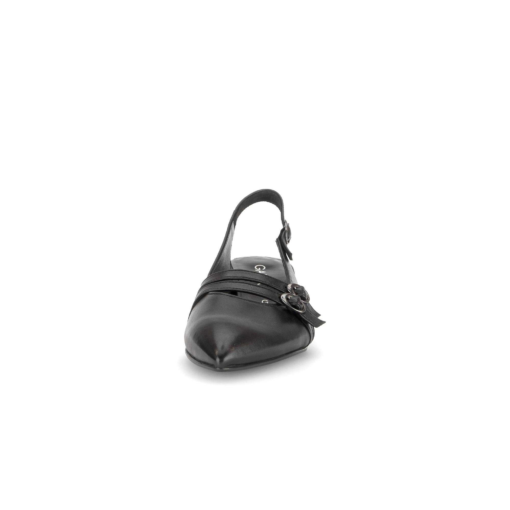 Gabor Edith black slingback shoes, front view.