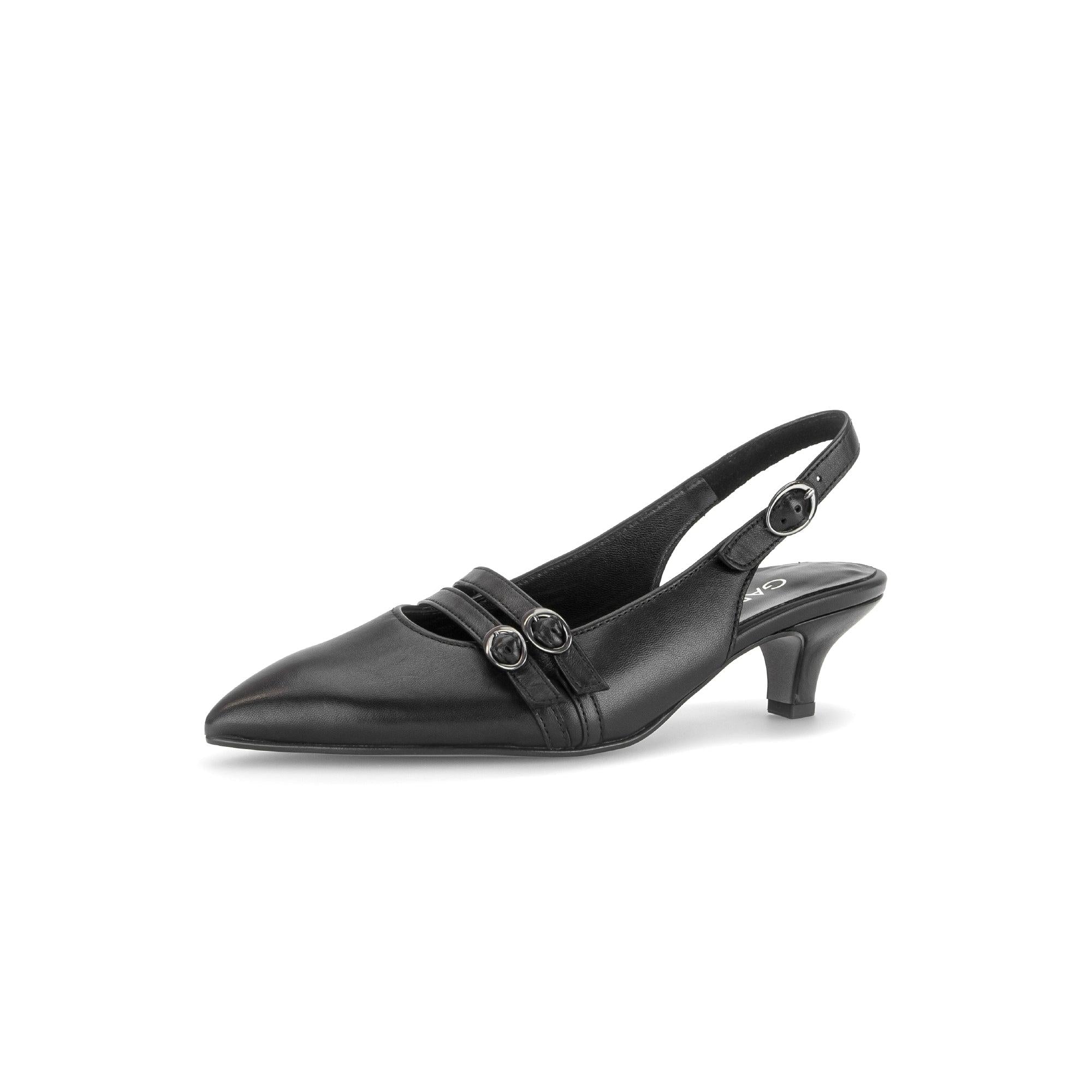 Gabor Edith black slingback shoes, rotating product angle 23.