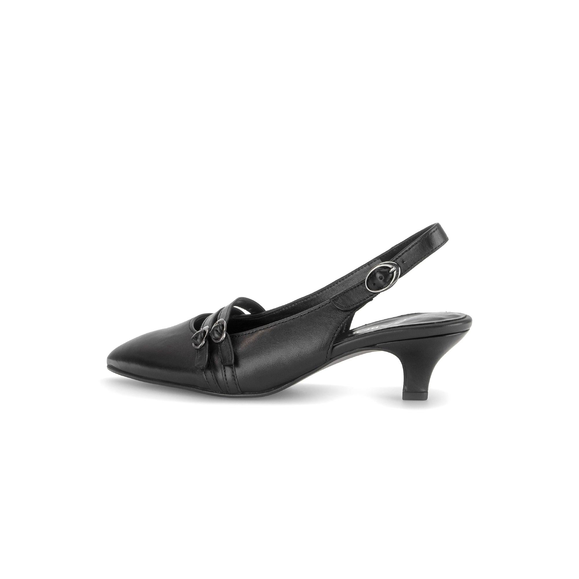 Gabor Edith black slingback shoes, rotating product angle 02.