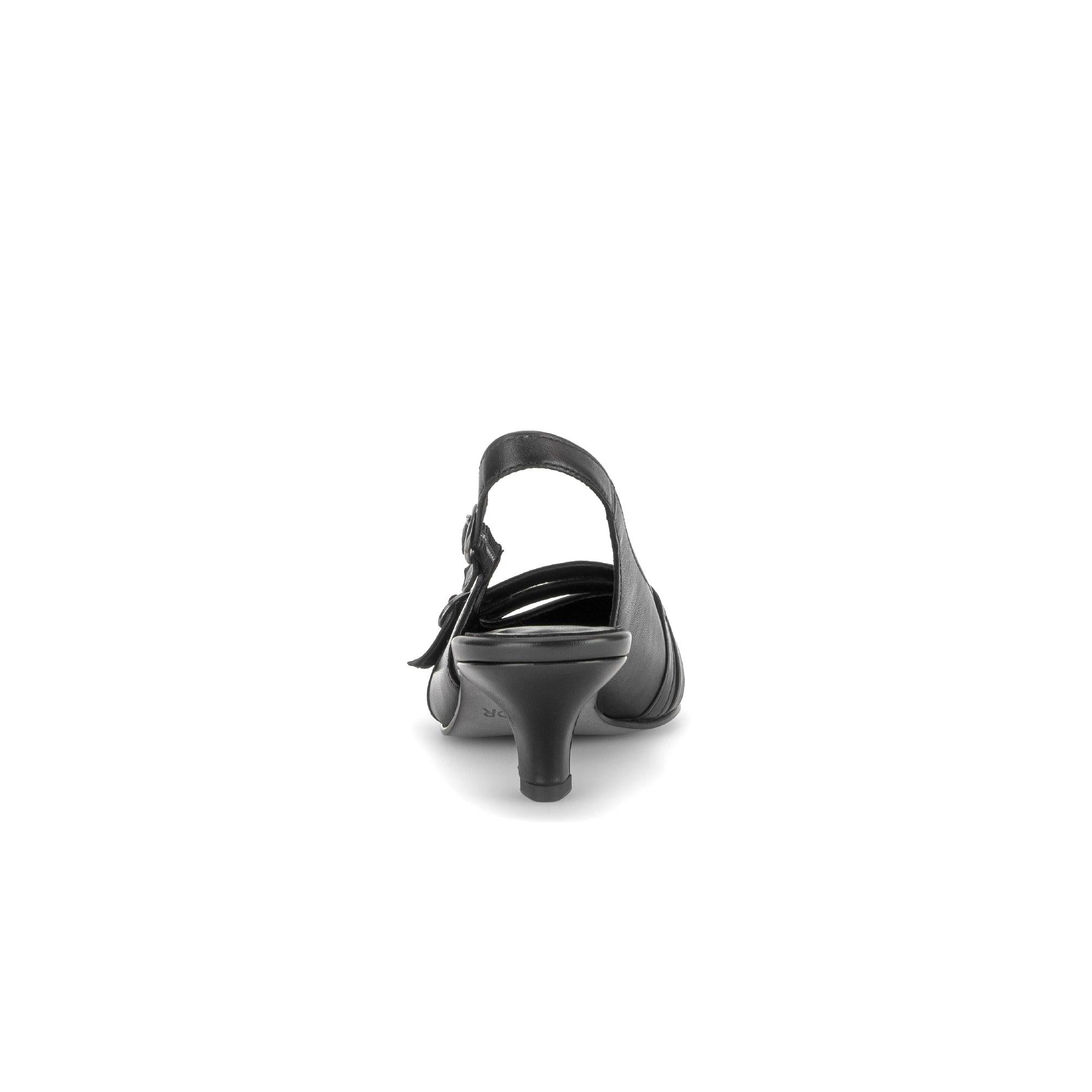 Gabor Edith black slingback shoes, rear view.