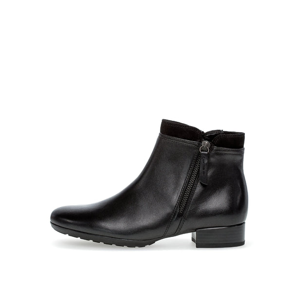 Gabor 32.718.57 Briano Ladies Black Leather Side Zip Ankle Boots-elevate your sole