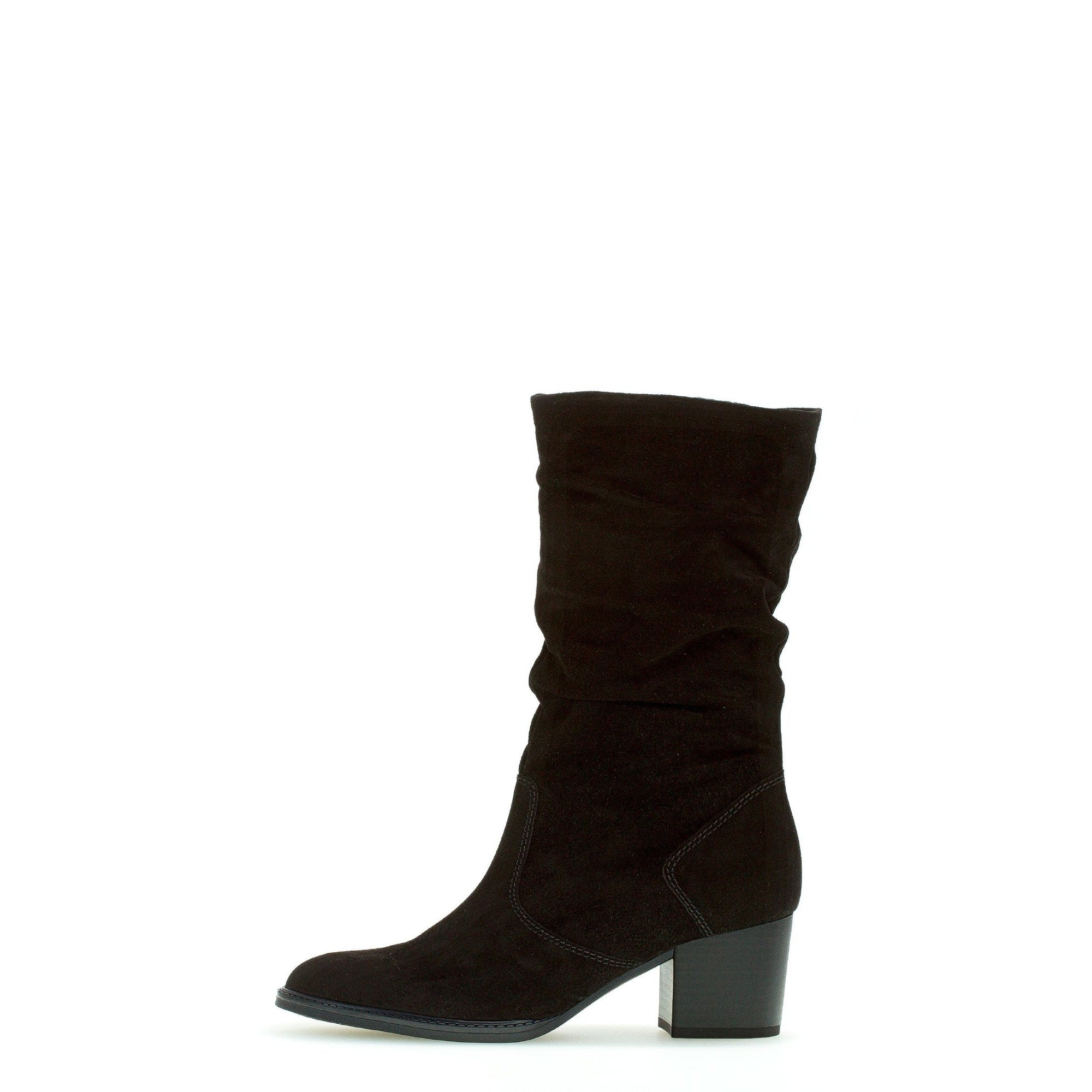 Gabor 32.894.47 Ramona Ladies Black Suede Slip On Mid-Calf Boots-elevate your sole