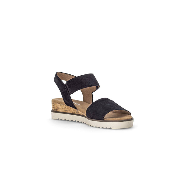 Gabor 42.750.46 Raynor Ladies Navy Blue Suede Touch Fastening Sandals-elevate your sole