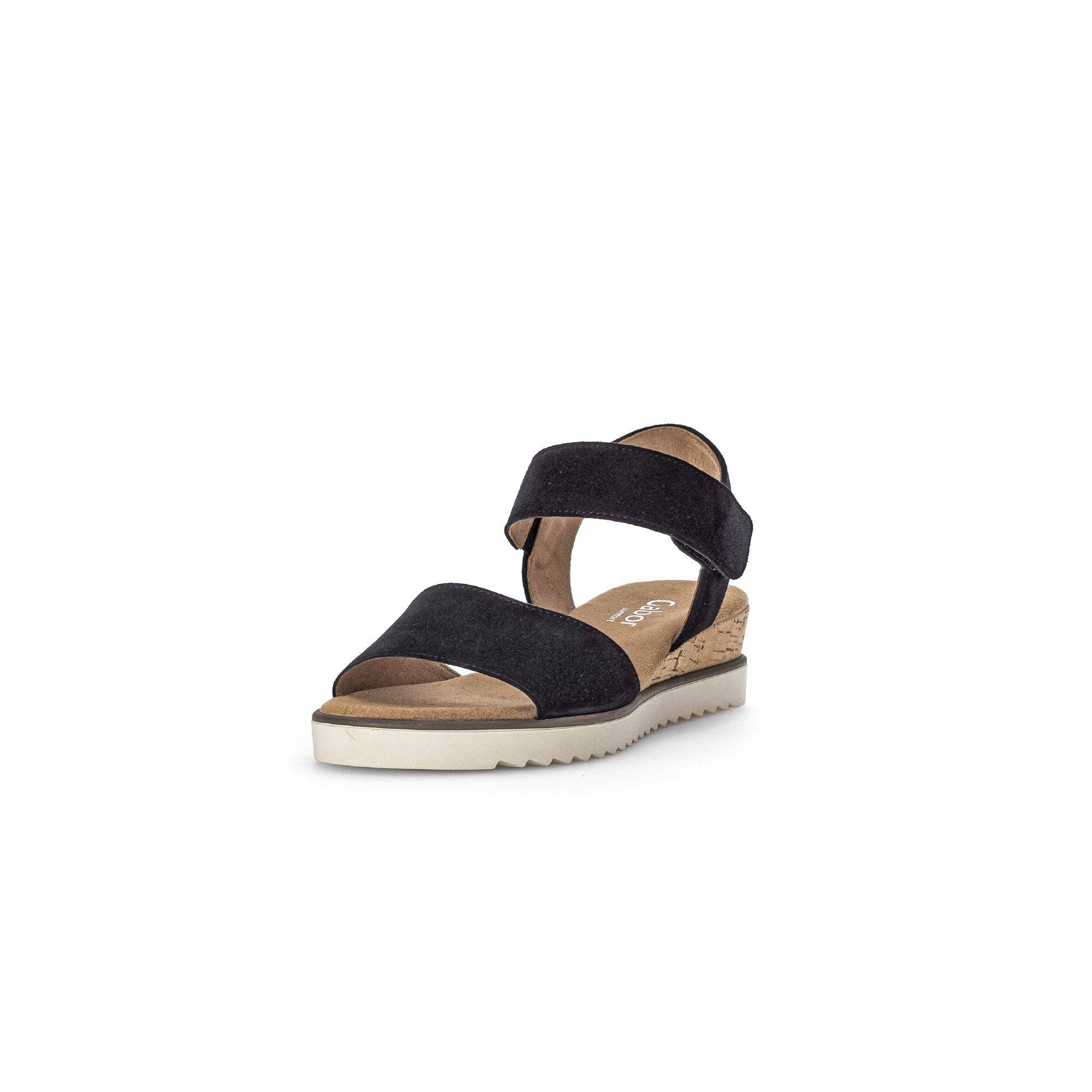 Gabor 42.750.46 Raynor Ladies Navy Blue Suede Touch Fastening Sandals-elevate your sole