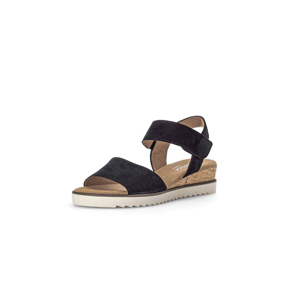 Gabor 42.750.46 Raynor Ladies Navy Blue Suede Touch Fastening Sandals-elevate your sole
