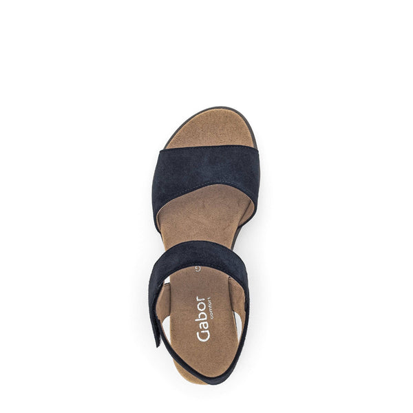Gabor 42.750.46 Raynor Ladies Navy Blue Suede Touch Fastening Sandals-elevate your sole