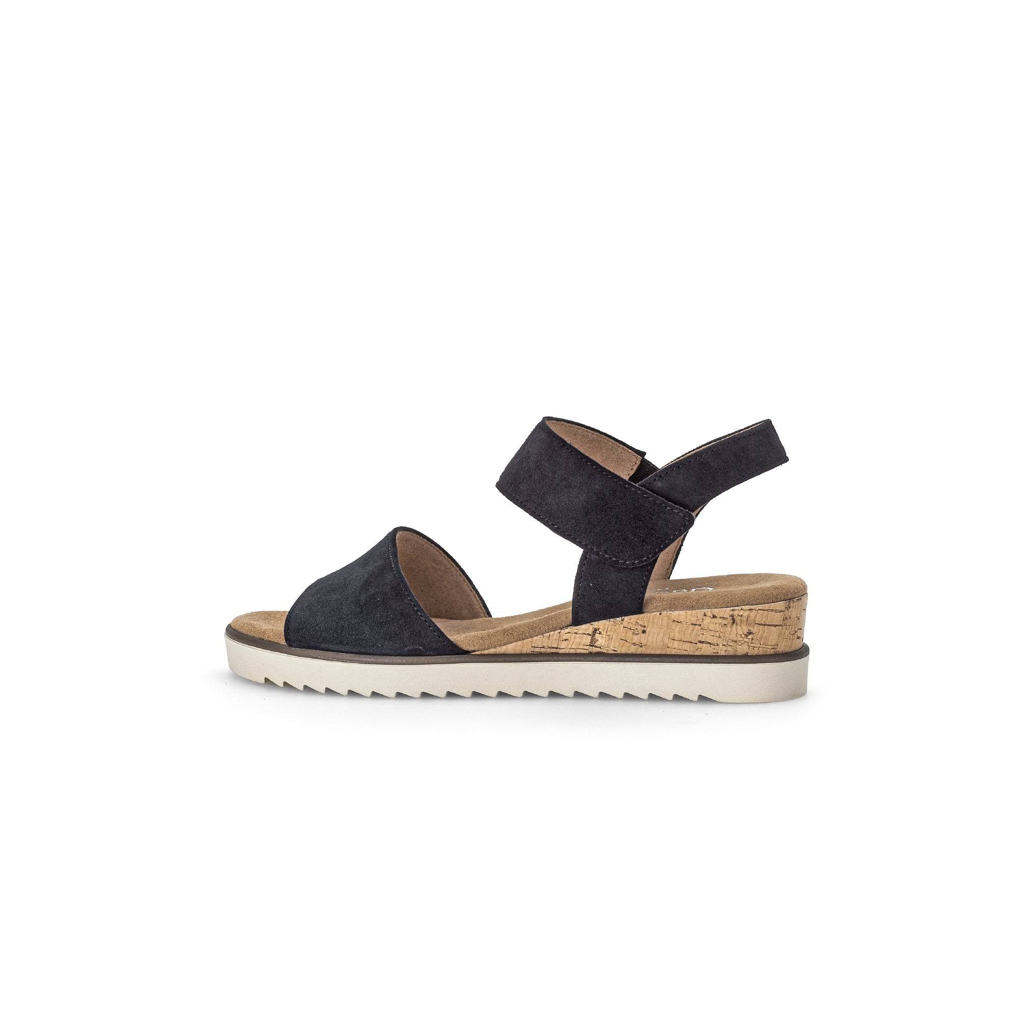 Gabor 42.750.46 Raynor Ladies Navy Blue Suede Touch Fastening Sandals-elevate your sole
