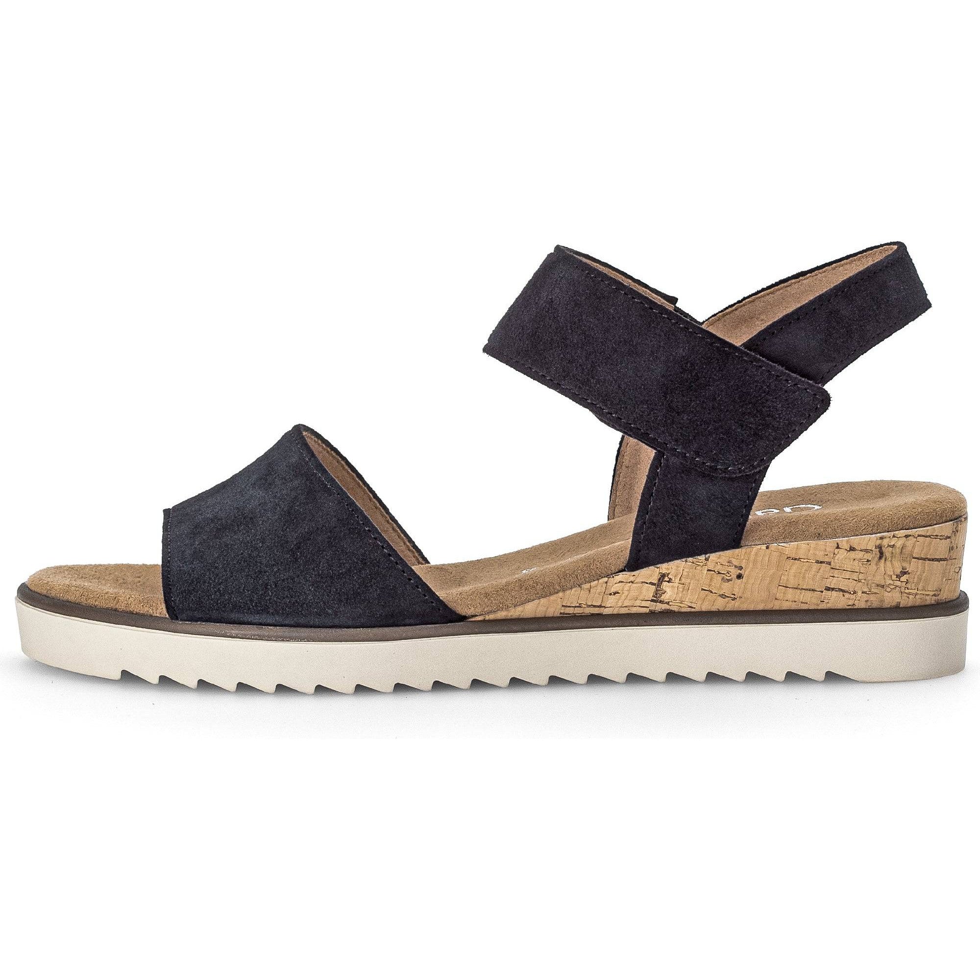 Gabor 42.750.46 Raynor Ladies Navy Blue Suede Touch Fastening Sandals-elevate your sole