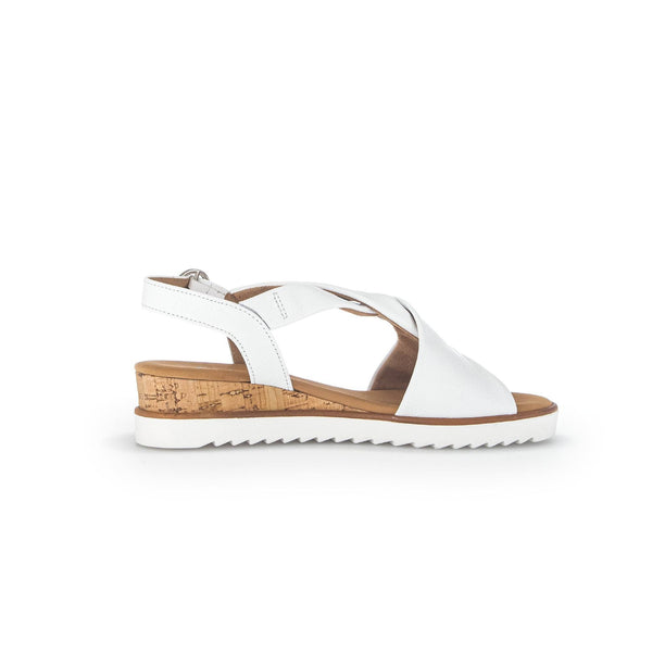 Gabor 42.751.50 Rich Ladies White Leather Buckle Sandals-elevate your sole