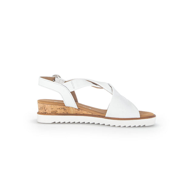 Gabor 42.751.50 Rich Ladies White Leather Buckle Sandals-elevate your sole