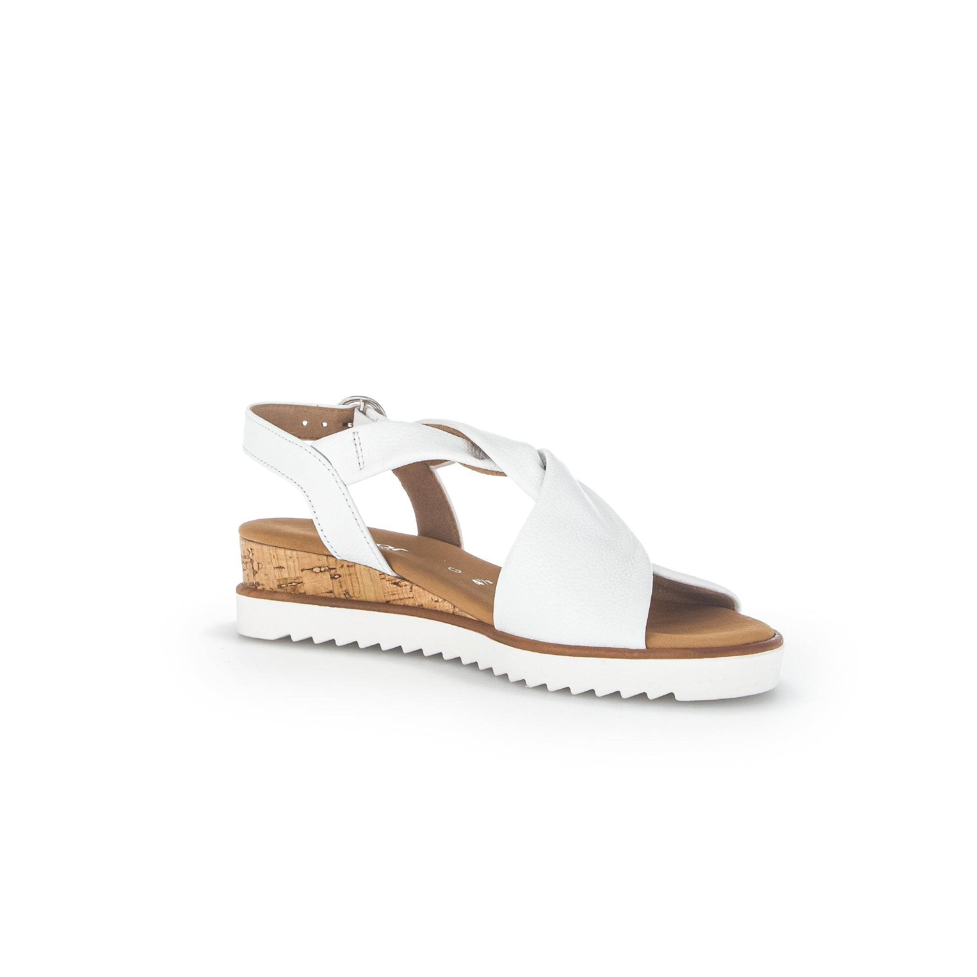 Gabor 42.751.50 Rich Ladies White Leather Buckle Sandals-elevate your sole