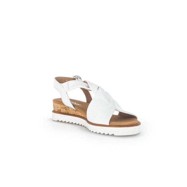 Gabor 42.751.50 Rich Ladies White Leather Buckle Sandals-elevate your sole