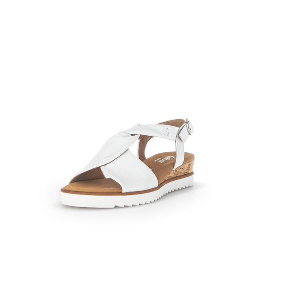 Gabor 42.751.50 Rich Ladies White Leather Buckle Sandals-elevate your sole