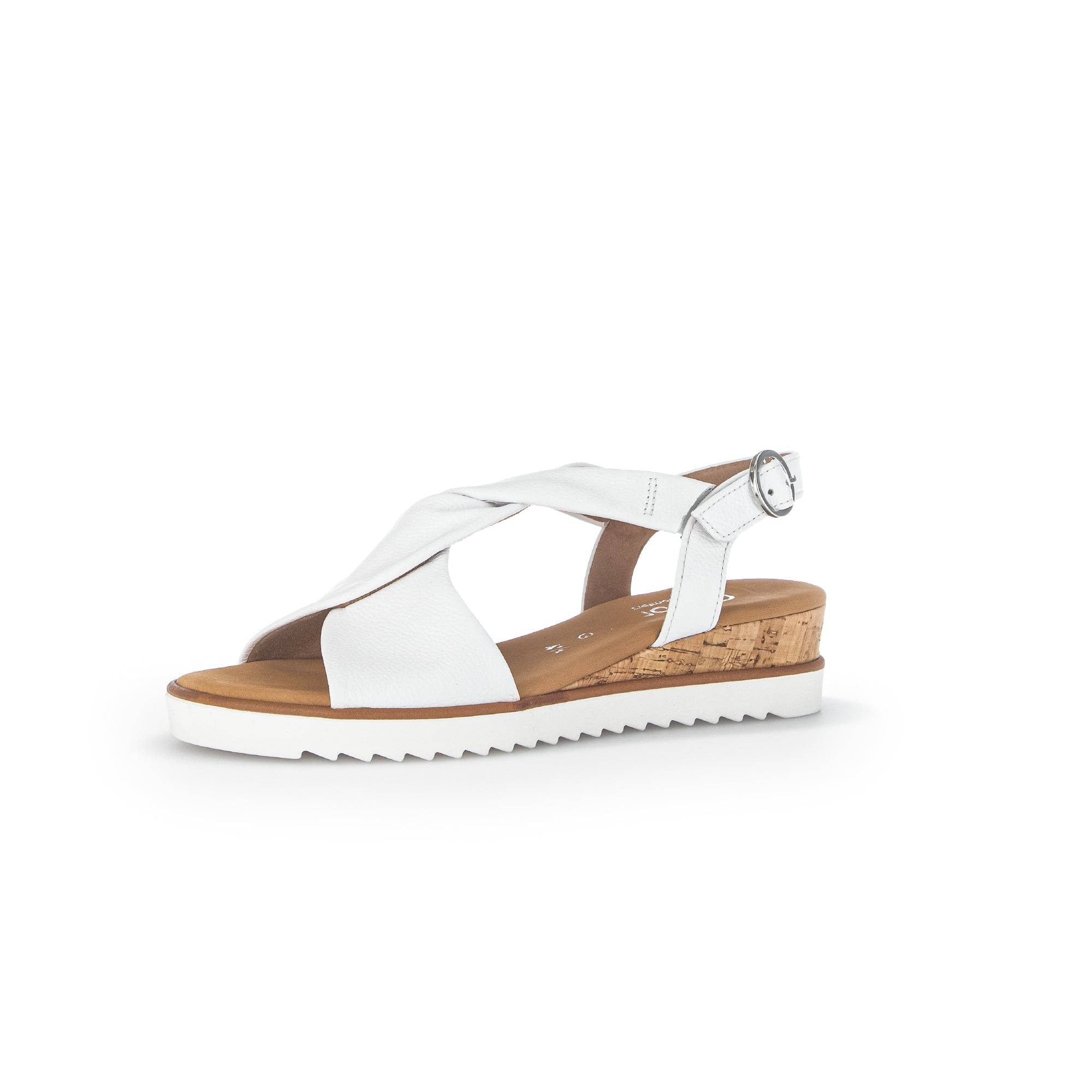 Gabor 42.751.50 Rich Ladies White Leather Buckle Sandals-elevate your sole