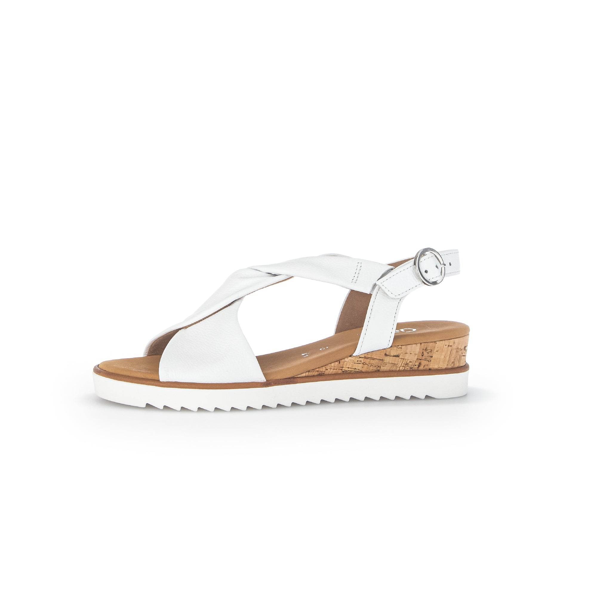 Gabor 42.751.50 Rich Ladies White Leather Buckle Sandals-elevate your sole