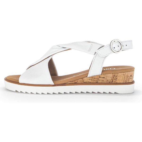 Gabor 42.751.50 Rich Ladies White Leather Buckle Sandals-elevate your sole