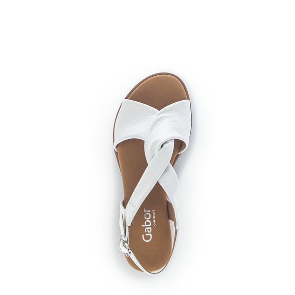 Gabor 42.751.50 Rich Ladies White Leather Buckle Sandals-elevate your sole