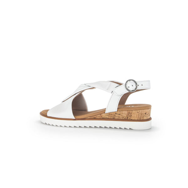 Gabor 42.751.50 Rich Ladies White Leather Buckle Sandals-elevate your sole