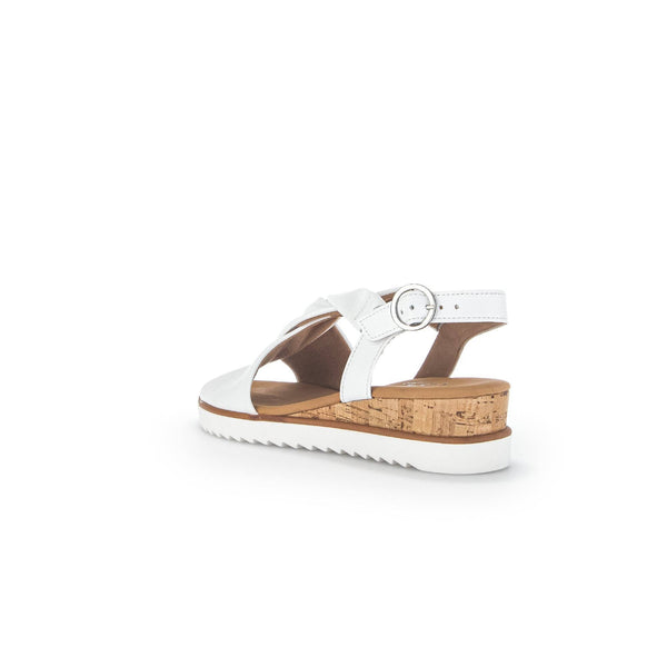 Gabor 42.751.50 Rich Ladies White Leather Buckle Sandals-elevate your sole