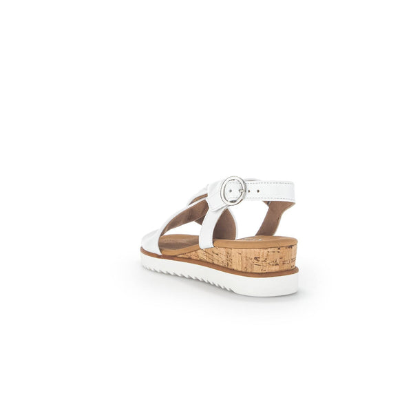 Gabor 42.751.50 Rich Ladies White Leather Buckle Sandals-elevate your sole
