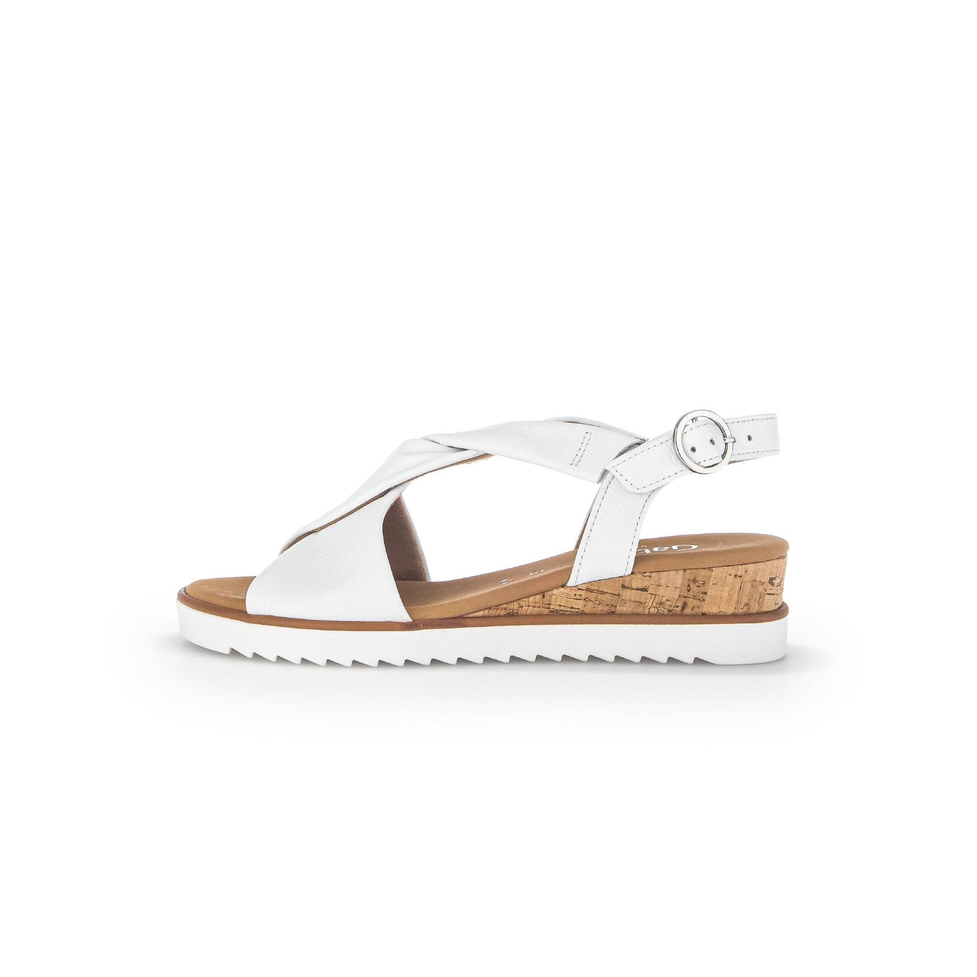 Gabor 42.751.50 Rich Ladies White Leather Buckle Sandals-elevate your sole