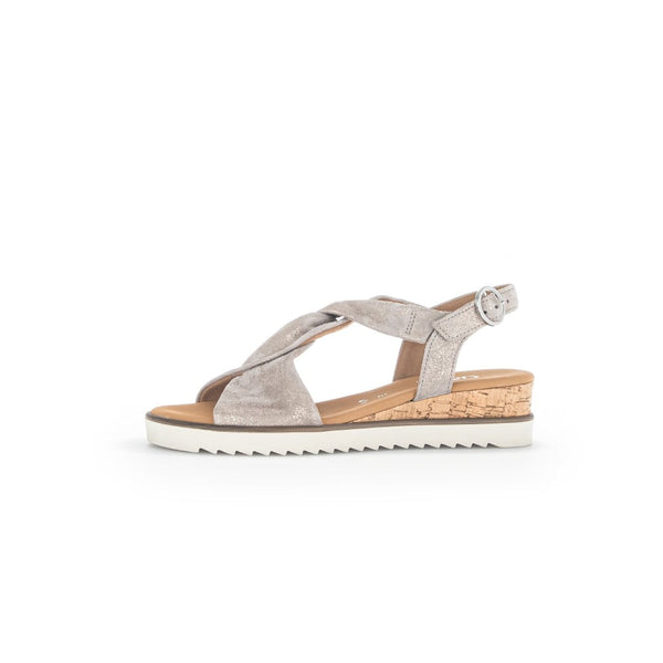 Gabor 42.751.95 Rich Ladies Mussel Gold Metallic Leather Buckle Fastening Sandals-elevate your sole