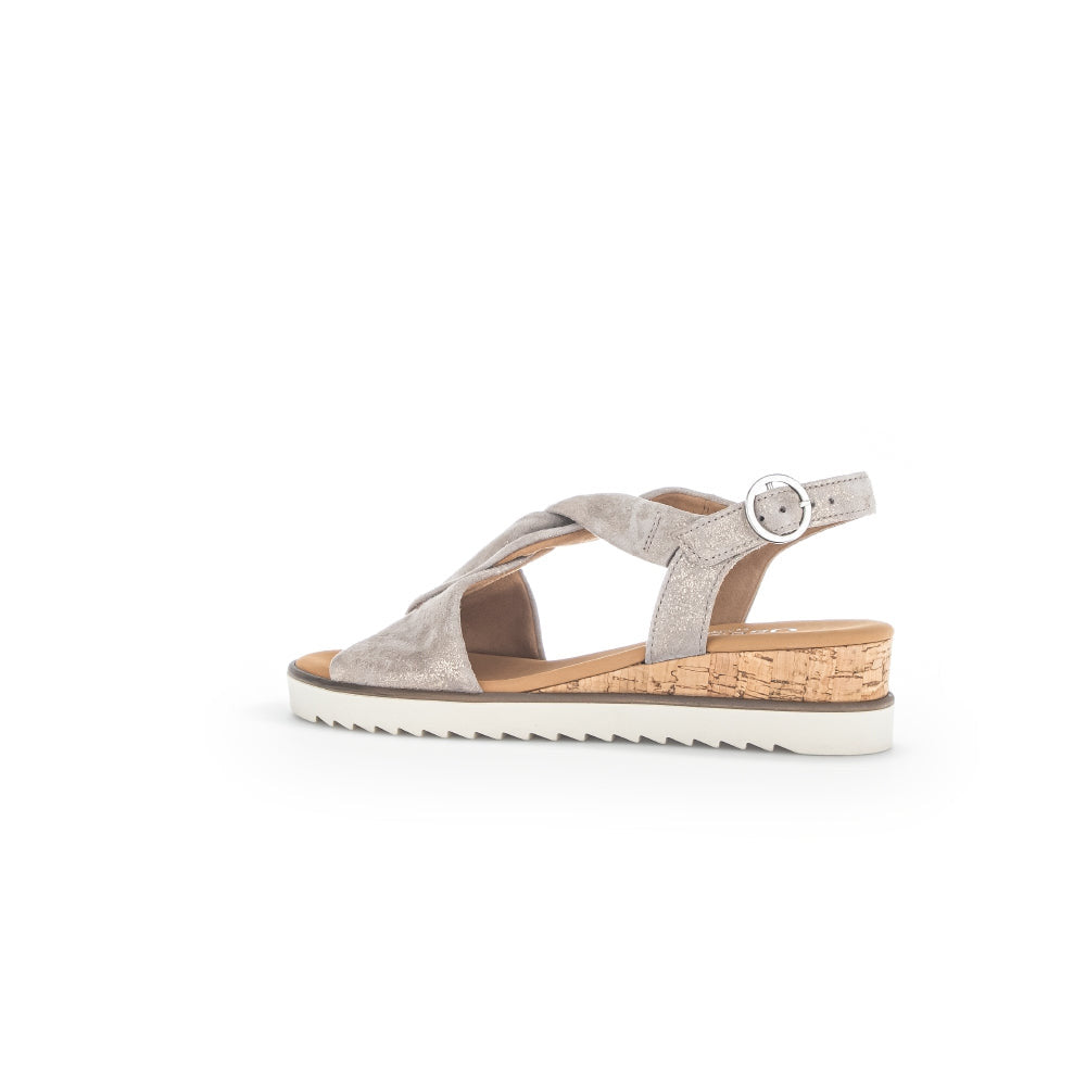 Gabor 42.751.95 Rich Ladies Mussel Gold Metallic Leather Buckle Fastening Sandals-elevate your sole